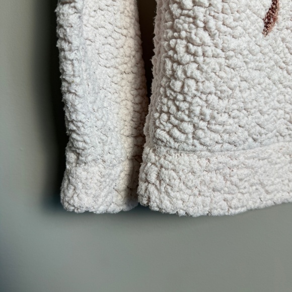 Chance or Fate Women's Light‎ Salmon Pink Sequin Reindeer Sherpa Sweater Top M - Picture 2 of 13